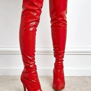 Red Thigh High Boots